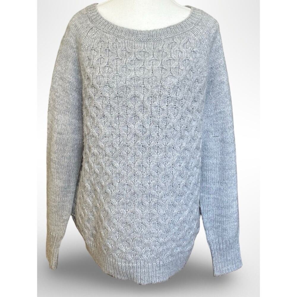 GAP Womens Small‎ Gray Honeycomb Cable Knit Pullover Crew Neck Sweater Soft